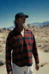 SPLIT-NECK PULLOVER FLANNEL