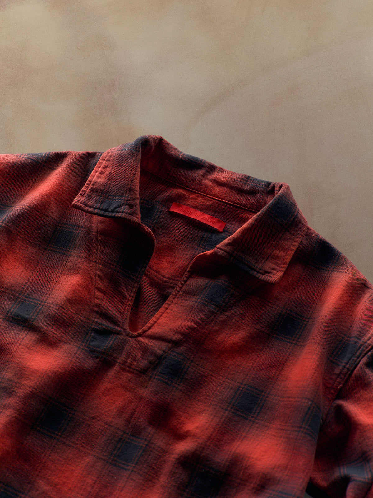 SPLIT-NECK PULLOVER FLANNEL